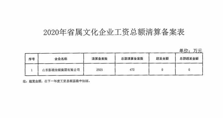 2020年省屬文化企業(yè)工資總額清算備案表