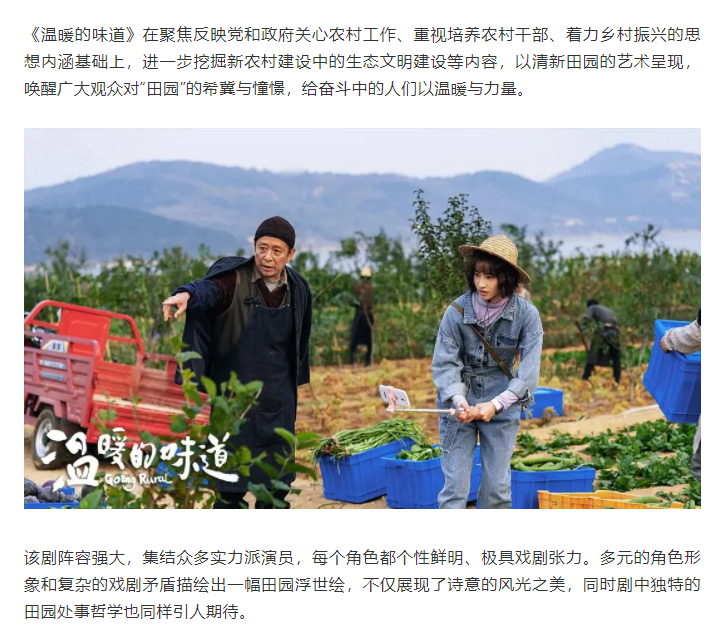 以溫暖現實主義之魂描繪鄉(xiāng)村振興之路 電視劇《溫暖的味道》安徽衛(wèi)視開播