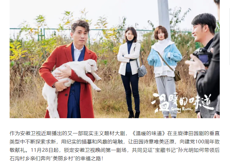 以溫暖現實主義之魂描繪鄉(xiāng)村振興之路 電視劇《溫暖的味道》安徽衛(wèi)視開播